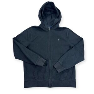 Polo Ralph‎ Lauren Hoodie Men's XL Youth Black Full Zip Fleece Pony Sweatshirt
